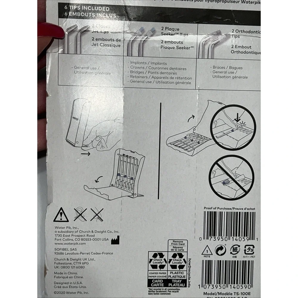 Genuine Waterpik Water Flosser Tips Storage Case & 6 Ct. Replacement Tips TS100E